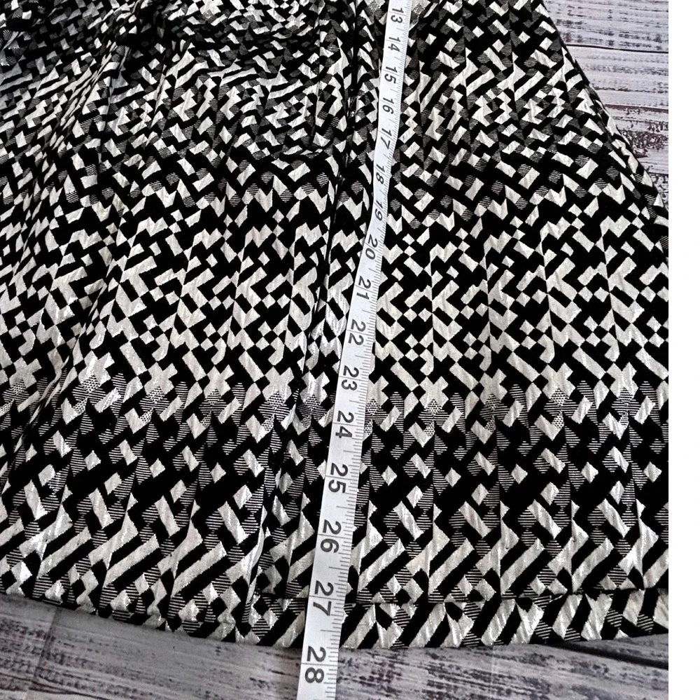 Eva Franco Anthropologie Metallic Geometric Bow Strapless A-Line Cocktail Dress‎